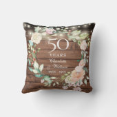 50. Jubiläum Rustikale Holz-Blumenzellenleuchten Kissen (Rückseite)