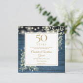 50. Jubiläum Rustikale Holzleuchten Foliage Square Save The Date (Stehend Vorderseite)