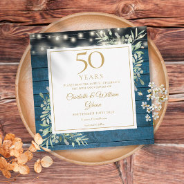 50. Jubiläum Rustikale Holzlichter Foliage Quadrat Save The Date