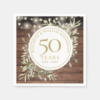 50. Jubiläum Rustikale Holzsäulenleuchten Serviette
