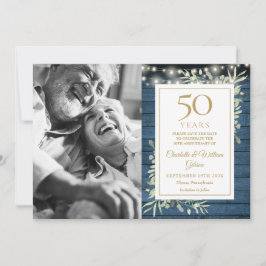 50. Jubiläum Rustikale Lichter Grün Foto Save The Date