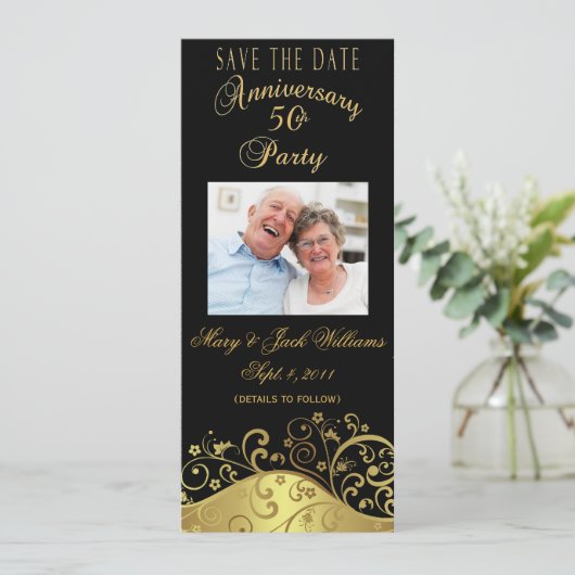 50. Jubiläum Save the Date Fotokarte Einladung (Stehend Vorderseite)