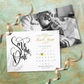 50. Jubiläum Save the Date Kalender Gold Foto Ankündigungspostkarte