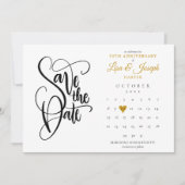 50. Jubiläum Save the Date Kalender Gold Herz Einladung (Vorderseite)