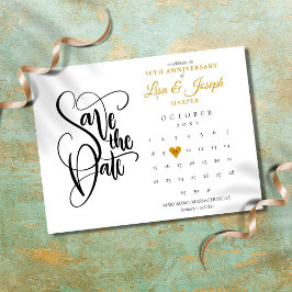 50. Jubiläum Save the Date Kalender Gold Herz Postkarte