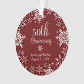 50. Jubiläum Schneeflocken Red Custom Wedding Ornament (Vorderseite)