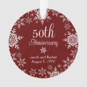 50. Jubiläum Schneeflocken Red Custom Wedding Ornament (Vorderseite)
