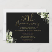 50. Jubiläum Schwarz-Gold-Grün-Foto Einladung (Vorderseite)