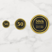 50. Jubiläum Schwarz und Gold Elegante Vorlage Konfetti (Vorderseiten)