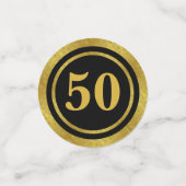 50. Jubiläum Schwarz und Gold Elegante Vorlage Konfetti (Klein Vorderseite)