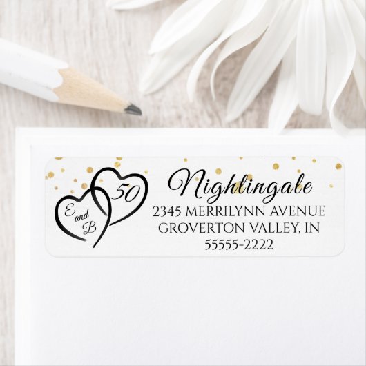 50. Jubiläum Script Hearts Monogram Initials (Insitu)