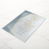 50. Jubiläum staubblaugrau mit Goldfolie in Folieneinladung (Gedreht)