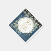 50. Jubiläum String Lights Foliage Rustikales Holz Serviette (Ecke)