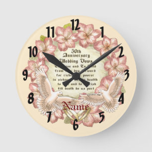 50. Jubiläum Tauben  Runde Wanduhr