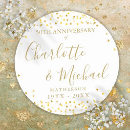50. Jubiläum Unterschrift Goldene Liebe Herz Runder Aufkleber