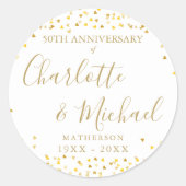 50. Jubiläum Unterschrift Goldene Liebe Herz Runder Aufkleber (Vorderseite)