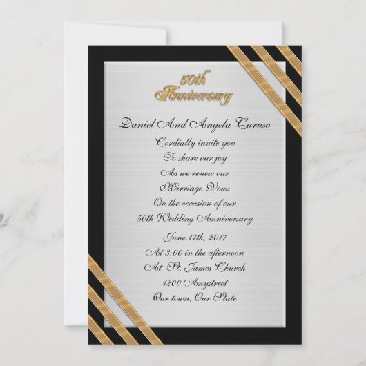 50. Jubiläum Verlängerung Elegante Einladung (Vorderseite)