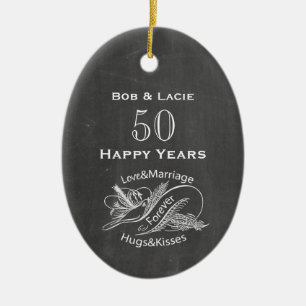 50. Jubiläum Vintage-Schultafel personalisiert Keramik Ornament