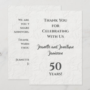 50. Jubiläum Weiße Florale Geschmackvolle Danksagu Dankeskarte