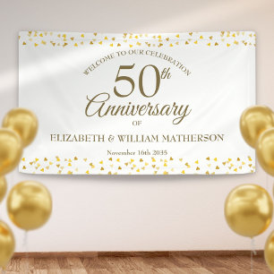 50. Jubiläums Golden Love Hearts Willkommen Banner