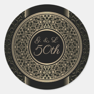 50. Jubiläums-Goldmedaillon mit Monogramm Runder Aufkleber