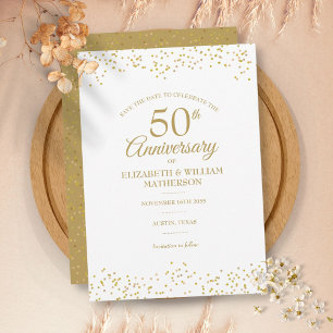 50. Jubiläums Goldstaub Konfetti Save the Date Einladung