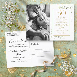 50. Jubiläums-Grünphoto Save The Date Ankündigungspostkarte