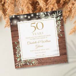 50. Jubiläums-Laubwerk Rustikale Holzleuchten Quad Save The Date