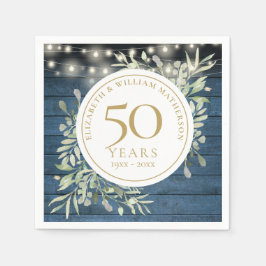 50. Jubiläums-Lichterkette Laub Rustikales Holz Serviette