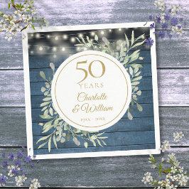 50. Jubiläums-Lichterkette Laub Rustikales Holz Serviette
