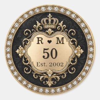50. Jubiläums-Monogramm Goldsiegel Runder Aufkleber