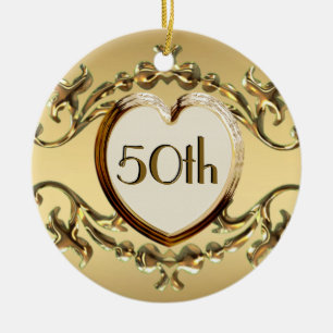 50. Jubiläums- oder 50. Geburtstags-Ornament Keramik Ornament