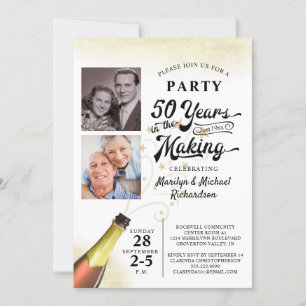 50. Jubiläums-Retro JAHRELANGE ARBEIT Foto Einladung