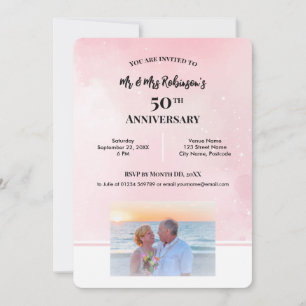 50. Jubiläums-Sternenhimmel-Rosa-Fotografie Einladung