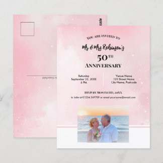 50. Jubiläums-Sternenhimmel-Rosa-Fotografie Postkarte