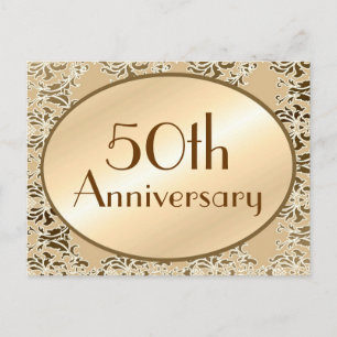 50. Jubiläums Vintage-Damask-Postkarten Einladungspostkarte