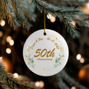 50. Jubiläums-Weihnachtsschmuck personalisiert, Keramik Ornament