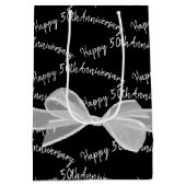 50. Jubiläumsbow auf schwarz Mittlere Geschenktüte (Rückseite)