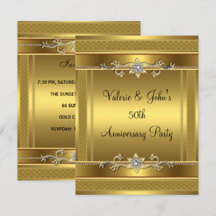 50. Jubiläumsfeier Goldenes Gold Diamant Juwel Einladung
