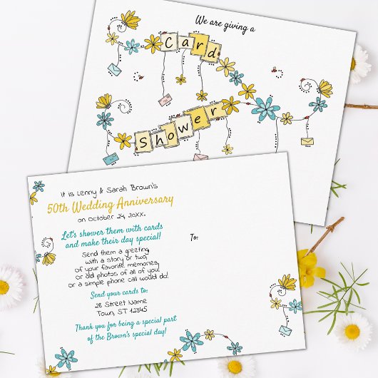 50. Jubiläumskarte Dusche Whimsical Anfrage Postkarte