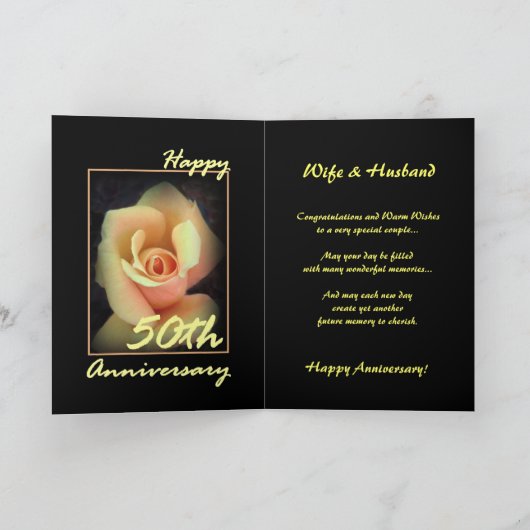 50. Jubiläumskarte mit gelber Rosenknospe Karte (Innenseite)