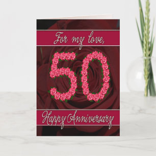 50. Jubiläumskarte mit Rosen und Blättern Karte
