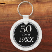 50. Klasse Wiedersehen Geschenke für Schwarz, Weiß Schlüsselanhänger (Rückseite)