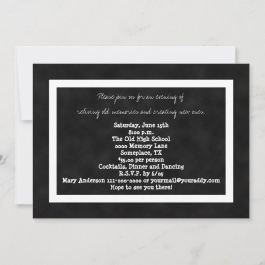 50. Klasse Wiedersehen Vintag Chalkboard Einladung (Rückseite)