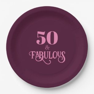 50-köpfige Burgundy-Geburtstagsparty Pappteller