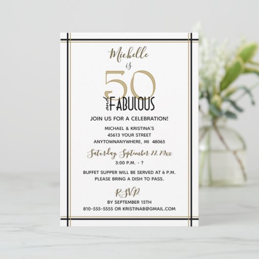50-köpfige Geburtstagsparty Einladung (Stehend Vorderseite)