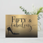 50-köpfige Metallic Gold Geburtstagsparty Einladung (Stehend Vorderseite)