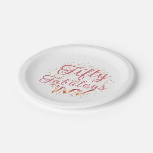 50-köstlich-rosa, goldglänzende Teller (Schrägansicht)