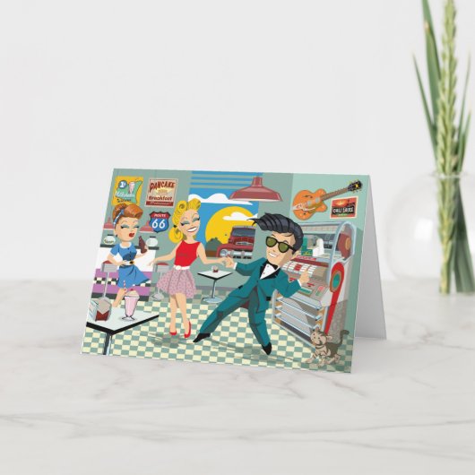 50 Krawatte Rock & Roll Wwenskaart traf Dansende m Karte (Vorderseite)