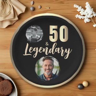 50 & Legendary 2 Fotos 50. Geburtstag Gold Pappteller